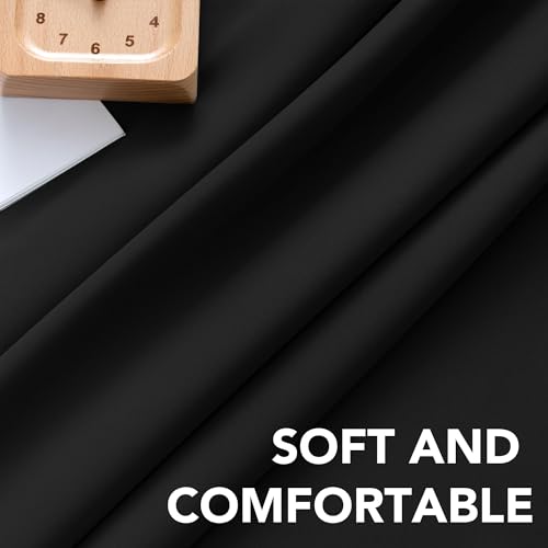 Image of H.VERSAILTEX Blackout Curtains for Living Room Thermal Insulated Window Treatment Panels Room Darkening Blackout Drapes Back Tab /Rod Pocket Bedroom Draperies, 52 x 102 Inch, Jet Black, 2 Panels