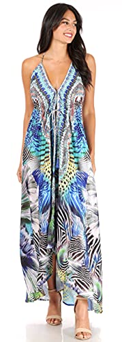 Image of Sakkas Lizi Womens Maxi High-Low Halter Handkerchief Long Dress Beach Party