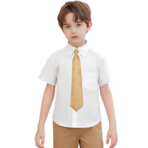 Image of Hi-Tie Boys Tie Pre-Tied Pocket Square Set Adjustable Kids Neckties Age 7-11 Years School UniForm Graduation