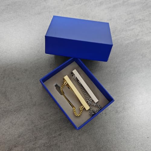 Image of Danny shi Men's Silver Golden Tie Chain Set, Gift Boxed Tie clip | Tie Chain for men wedding Tie clips