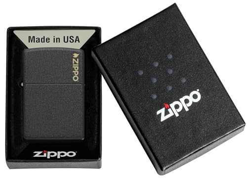 Image of Zippo Classic Black Crackle Zippo Logo, Windproof Pocket Lighter, Without Fuel and Gas