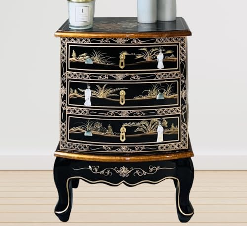 China Warehouse Direct Chinese Oriental Furniture Mother Of Pearl Chest of Drawers, Bedside Table, Lamp Table