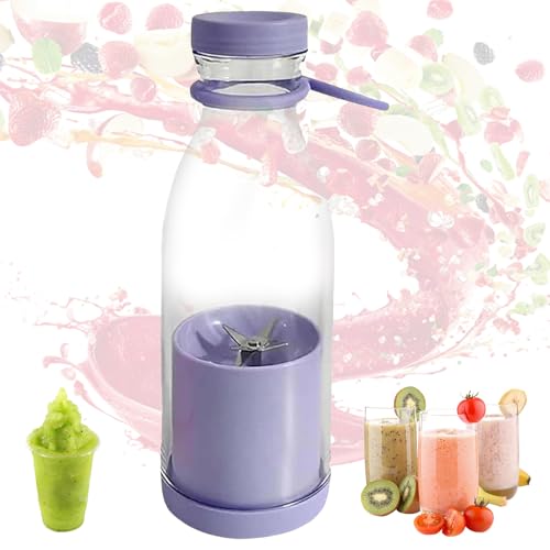 Portable Blender - 18000 Rpm, Smoothie Blenders with Lid and Stainless Steel Blades for Shakes and Smoothies, USB Charging, Drinking Smoothies to Cool down Quickly in Summer (Purple)