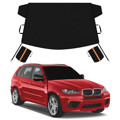 METOWARE 600D Windshield Cover - Heavy Duty All-Weather Sun Shade & Snow Frost Guard, UV Protector...
