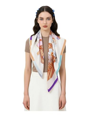 Écharpe carrée HangErFeng en sergé de soie roulottée main