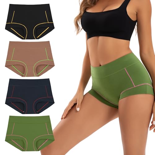 INNERSY Women's Cotton Boyshorts Underwear Soft Moisture Wicking Boxer Briefs 4-Pack