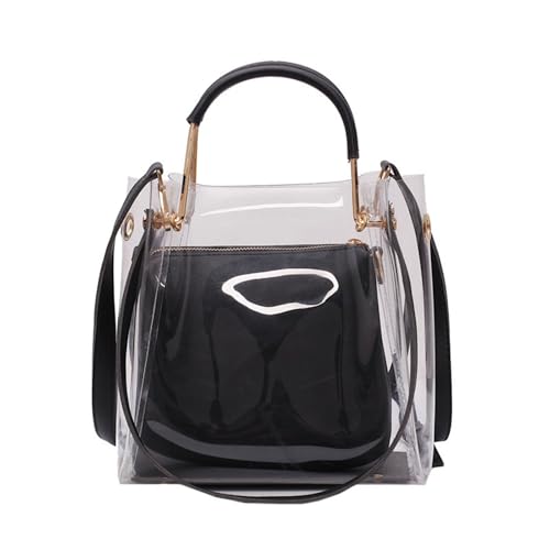 Clear Tote Bags for Women Jelly Bags Jelly Purses PVC 2 in 1 Beach Large Shoulder Handbags Crossbody Bag(Green)