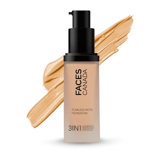 Image of FACESCANADA Flawless Matte Foundation-Caramel Natural,30 Ml|3-In-1 Foundation+Moisturizer Cream For All Skin Types+Concealer|12 Hr Hydration+Spf 18|Hd Matte Coverage|Lightweight|Anti Ageing,Pack Of 1