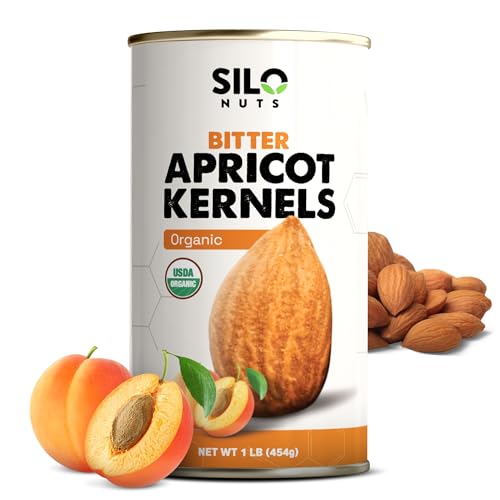 SILO Nuts Organic Bitter Apricot Kernels - 16 oz USDA Certified Organic Bitter Apricot Seeds - Natural & Non-GMO, Premium Quality Kernals, No Sulfur or Additives