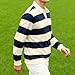 Mens Striped Polo Shirt Long Sleeve Rugby Tshirt Fashion Fall Spring Color Block Pullover Top Collared Preppy Shirt Navy