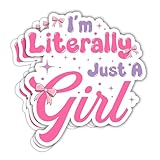 VOTANTA I’m Literally Just A Girl Sticker, Cute Pink Coquette Bow Stickers, Funny Quote Girly Pink Bow Decal, Humor Sarcastic Gift for Women Decoration for Laptops, Phones, Bottles