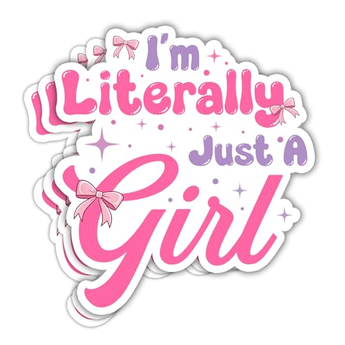 VOTANTA I’m Literally Just A Girl Sticker, Cute Pink Coquette Bow Stickers, Funny Quote Girly Pink Bow Decal, Humor Sarcastic Gift for Women Decoration for Laptops, Phones, Bottles