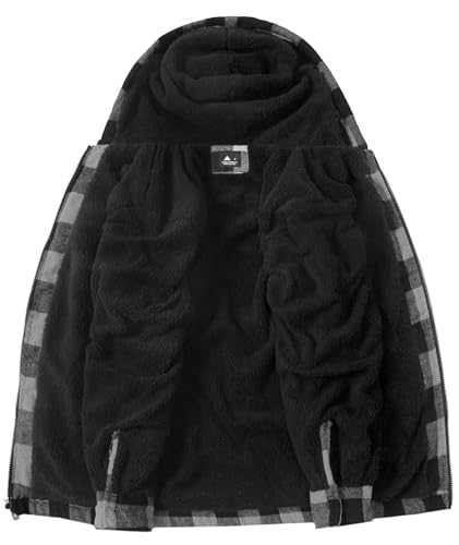 SCODI Men's Flannel Jacket Sherpa Lined Hoodies Zip Up Fleece Plaid Shirt Jackets Winter Outdoor Coat Warm Outwear2