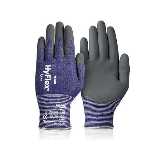 Ansell HyFlex 11-561 Mechanical Ultra-Light Work Gloves for Automotive, Machinery, Metal Fabrication, Mining, Oil, and Gas, Size 10, Blue (Pack of 1)
