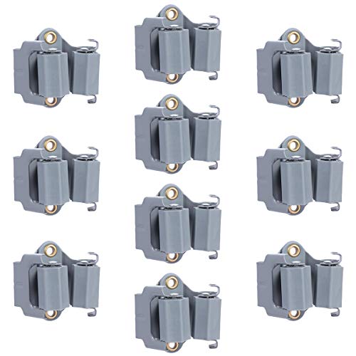 OUNONA 10pcs Mop and Broom Holder Wall Mounted Garden Storage Rack (Grey)