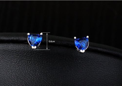 Miniatura 4 de Aretes de tuerca chapados en oro blanco con forma de corazón del océano azul con circonita cúbica para mujeres adultas