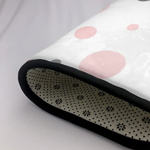 Pink Gray White Modern Polka Dot Pattern Printed Carpet Soft Non-Slip Flannel Floor Area Carpet Home Decor Rug For Bedroom Kitchen Living Room Office - 63 X 48'' #TOP4