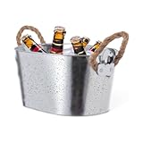 Regalisimos Cubo para Cervezas Metal con Abridor Enfriar Bebidas con Asa para fiestas bares y restaurantes (1, Metal con asa de cuerda)