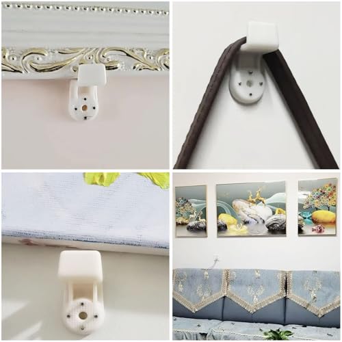 Image of 20PCS ABS Hardwall L-Shaped Hanger Non-Mark Instantly Hanging Strong Adhesive Invisible Traceless Nails Hooks Mount Fasteners for Picture Frames LED Light Apartment Cinder Block Wall