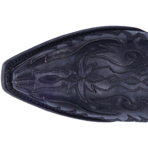 Dan Post Womens Hallie Tooled-Inlay Embroidery Snip Toe Casual Boots Knee High Low Heel 1-2" - Black4