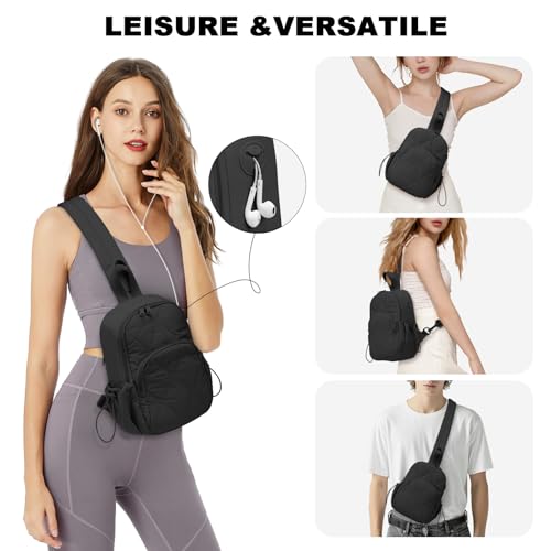 JUNGYOON Sling Bag for Women- Lightweight Quilted Crossbody Bag with Secure Anti-Theft Pocket, Perfect Shoulder Bag for Commute Travel & Daily Adventures (Black-Small)2