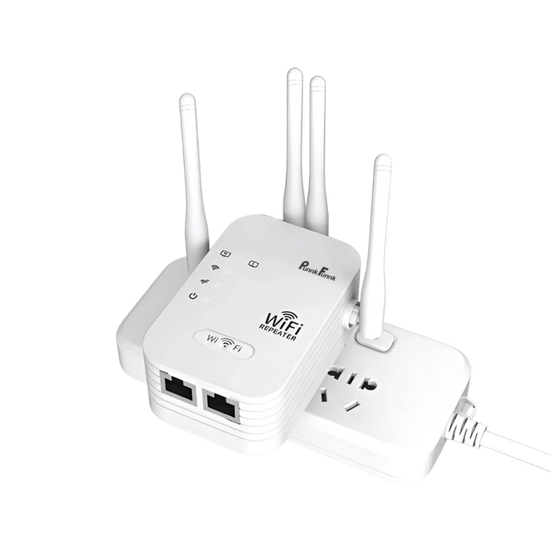 PunnkFunnk WiFi Range Extender – 300Mbps Dual Band Wireless Repeater & Signal Booster | Access Point | Easy One-Touch Setup | Extends Wi-Fi up to 10m | Connects 10 Devices