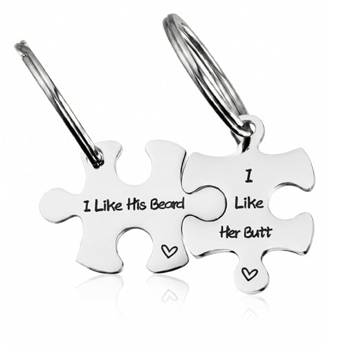 I Like His Beard & Her B*tt Matching Puzzle Couple His and Hers Keychains