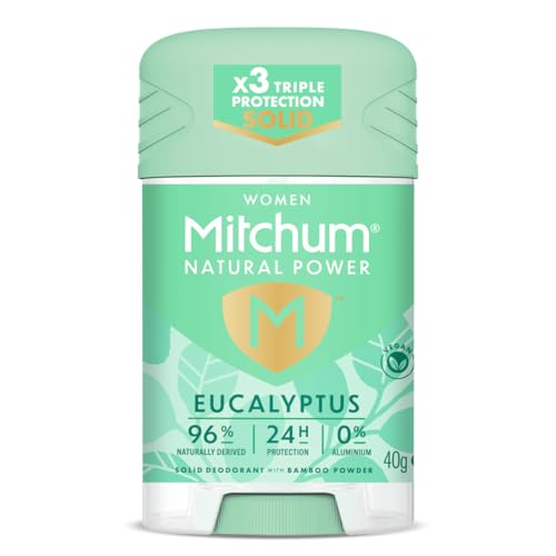 Mitchum Women Natural Deodorant Stick, Aluminium Free, Vegan, Cruelty Free, 96% Natural Ingredients, Eucalyptus, Packaging May Vary