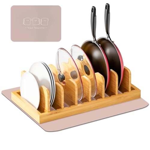 Drenador Platos de Bambú, Escurridor de Tapa, Escurridor de Madera con 7 Separadores Ajustables Almacenamiento Placas Comedor, Que se USA en el Cajón de la Cocina y el Escritorio
