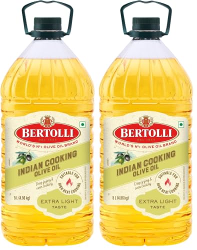 Image of Bertolli Indian Cooking Olive Oil 5L | 75% MUFA | Extra Light Taste, Suitable for High Heat Cooking, Frying & Roasting | World's No. 1 Olive Oil Brand (Pack of 2)