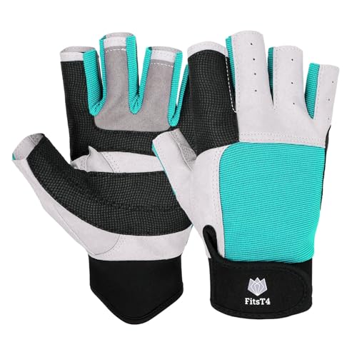 FitsT4 Sports Sailing Gloves 3/4 Finger and Grip Great for Sailing Yachting Paddling Kayaking Fishing Dinghying Water Sports for Men and Women Aqua L