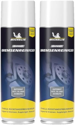 MICHELIN EXPERT Bremsenreiniger Spray 2X 500ml | Reinigt und Entfettet Bremsen, Kupplungen und Motorteile an Auto, Motorrad und Fahrrad