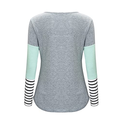 Premamá Tops Camisas de Lactancia Materna de Manga Larga para Mujeres Raya Camiseta Moda cómodo Ropa Premamá de Enfermería Primavera Verano Regalo Durante el Embarazo