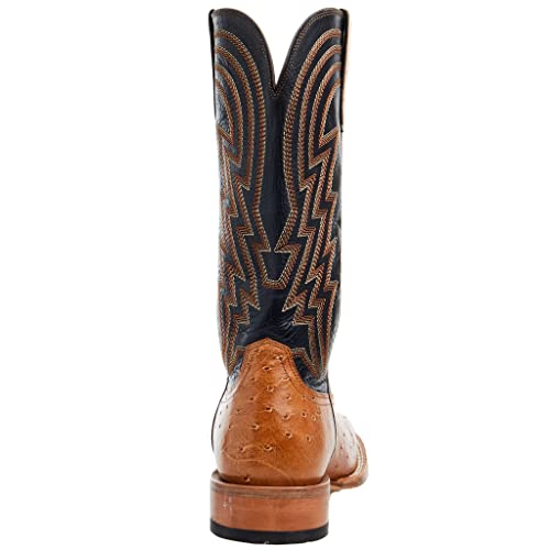 ARIAT Men's Antique Tan Smooth Quill Ostrich 13in Midnight Black Top Cowboy Boot Tan 9.5 EE3