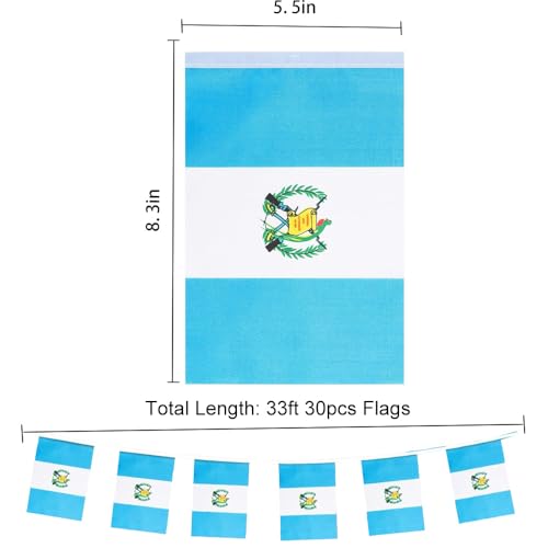 Image of Guatemala Flags Guatemalan String Flag Banners for Patriotic Events Independence Day Sports Bars Inside Outside Decorations 33 Feet 30 Flags
