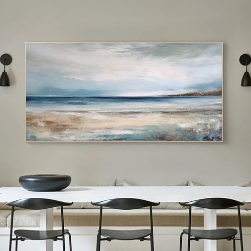 Art mural paysage marin toile abstraite évasion marine bien-être maison 55x110cm