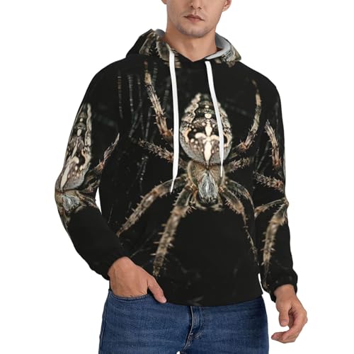 Pull à capuche athlétique homme chaud motif araignée pull col rond coupe décontractée