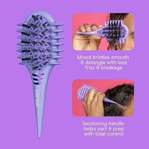 Image of Conair Curly Hair Brush, Mini Detangler for Loose Curls, Dual-Vent Design | Travel-size hairbrushes for women, ideal curl brush for wet /damp hair & on-the-go styling, gentle on loose curls /waves