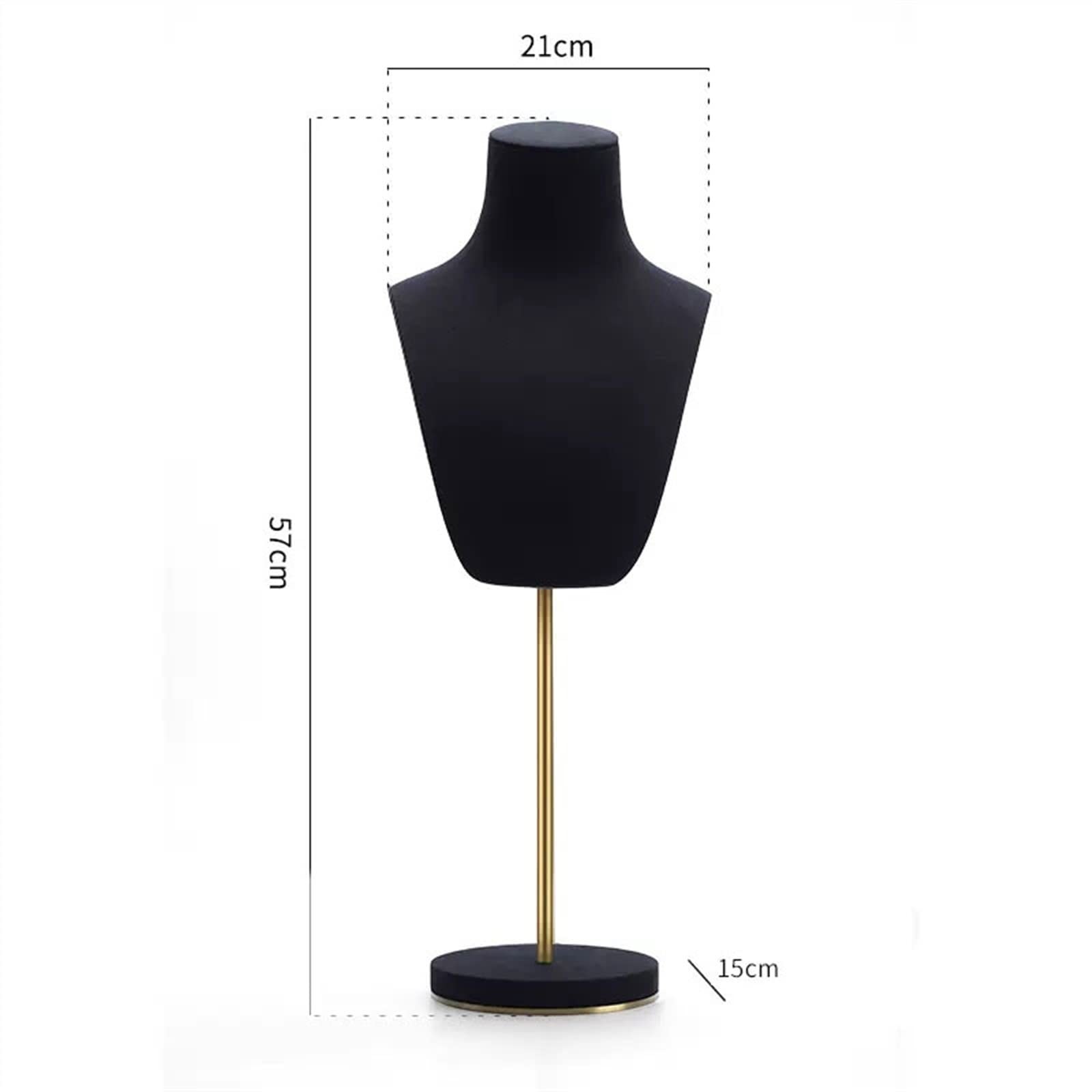 Élégant Présentoir de support collier velours, d'affichage buste bijoux chaîne pendentif, supports mannequin et affichages for le Organiseur(Noir)