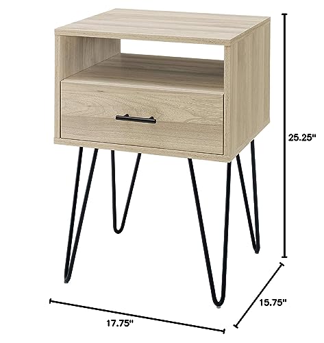 Walker Edison AZF18CRFSTBH Croft Modern Small Bed Side Table Nightstand With Drawer Accent Table, 18 Inch, Birch thumb #2