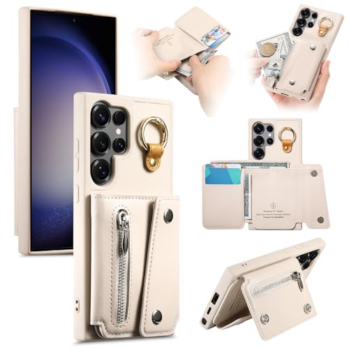 Étui portefeuille Samsung S24 Ultra blanc idéal pour voyager léger sans sac à main