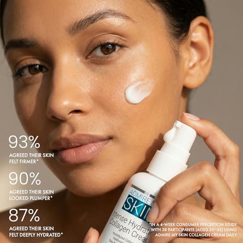 Admire My Skin Collagen Cream Moisturizer For Dry Skin - Hyaluronic Acid Cream - Non Comedogenic Hydrating Cream Eliminates Dull Dry Skin for That Healthy Youthful Glow 2oz