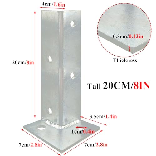 Soporte de base de poste galvanizado resistente de 4 a 8 pulgadas con accesorios 5