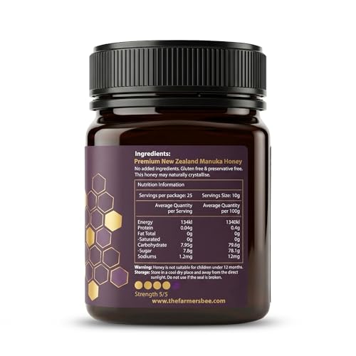 Image of THE FARMER'S BEE New Zealand Manuka Honey MGO 829+ (20+) | Monofloral Raw Honey | MGO Tested | Premium Imported Honey | Maximum Potency | Cellular & Immune Reinforcement | Antioxidant-Rich | 250g