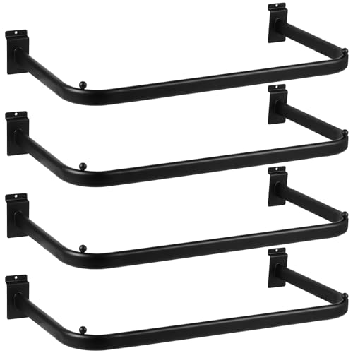 Polmart Slatwall Steel U-Shaped Hanger Rail, Black (U-Shape, 4-Pack)