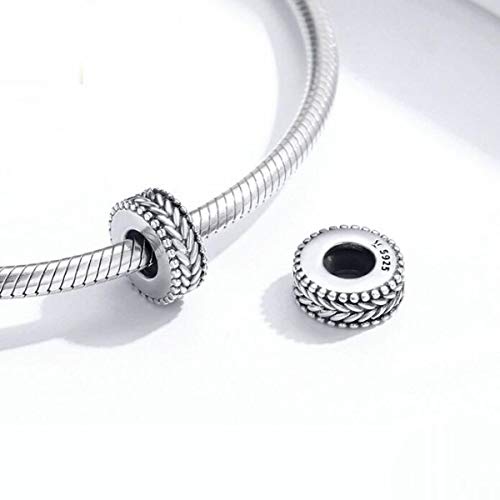Charm Bracelet Spacer Beads Sterling Silver 2pcs Rubber Stopper Charm Spacer Beads for Pandora Charm Bracelet Beads (Wheat Ears 1452)2