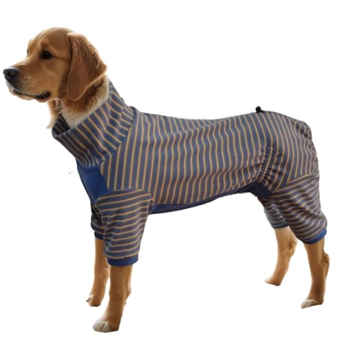 AttRex 可愛い 犬の服 Tシャツ 春秋冬 ペット ロンパース つなぎ 中型犬 大型犬 寝間着 ドッグウエア 柔らかい 保温 防寒 抜け毛対策 パジャマ 部屋着 ルームウェア 寝間着 お出掛け用 散? (5XL,ブルー)