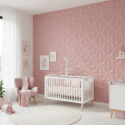 Image of Kayra Decor Wall Panels for Bedroom Butterfly Design Blush Pink Color 19.7 inch x 19.7 inch (Pack of 40) - Covers 107.80 Sq. Ft.