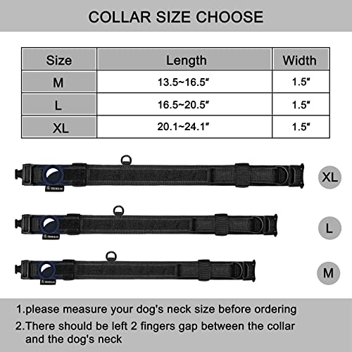 Oebeesa Tactical Dog Collar Adjustable Military Collar: - Nylon K9 Collars With Handle And Heavy Duty Metal Buckle For Medium And Large Dogs With 3 Patches And Airtag Case Holder (L, Black) #TOP5