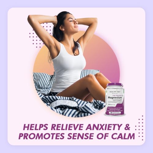 Image of HealthyHey Nutrition Magnesium Glycinate Supplement High Absorption for Sleep, Cramps, & Nerves Health - 90 Vegetable Capsules